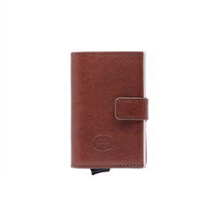 Portacarte in pelle a scatto con protezione rfid
