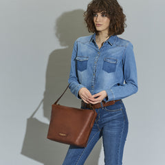 The Bridge Sacca Marrone/oro in pelle 04462601
