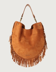 Borsa A Spalla Orciani Naif Fringe In Pelle Scamosciata Con Tracolla Ambra B02117NFG-AMB