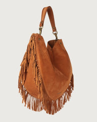 Borsa A Spalla Orciani Naif Fringe In Pelle Scamosciata Con Tracolla Ambra B02117NFG-AMB