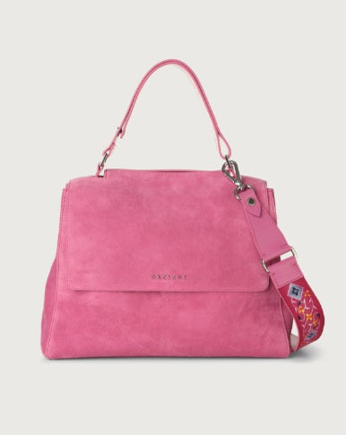 Borsa A Spalla Orciani Media Sveva Naif In Suede Con Tracolla Orchidea BT2006NIF-ORC