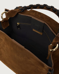 Borsa Sveva Peach Cross Small a mano in suede con tracolla