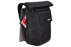 Thule Paramount Backpack 24L Black 3204213 zaino thule nero impermeabile con apertura a rullo e tasche dedicate porta PC e tablet