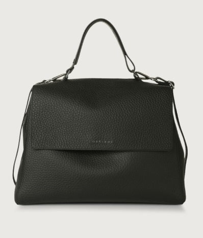 Orciani Sveva Soft Large Shoulder Bag In Leather With Black Shoulder Strap BT1979SOF-NER