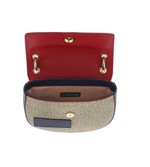 Borbonese Tracolla Rotonda Graffiti Special Op Naturale/bordeaux/blu 904128H80T85 borbonese borse donna