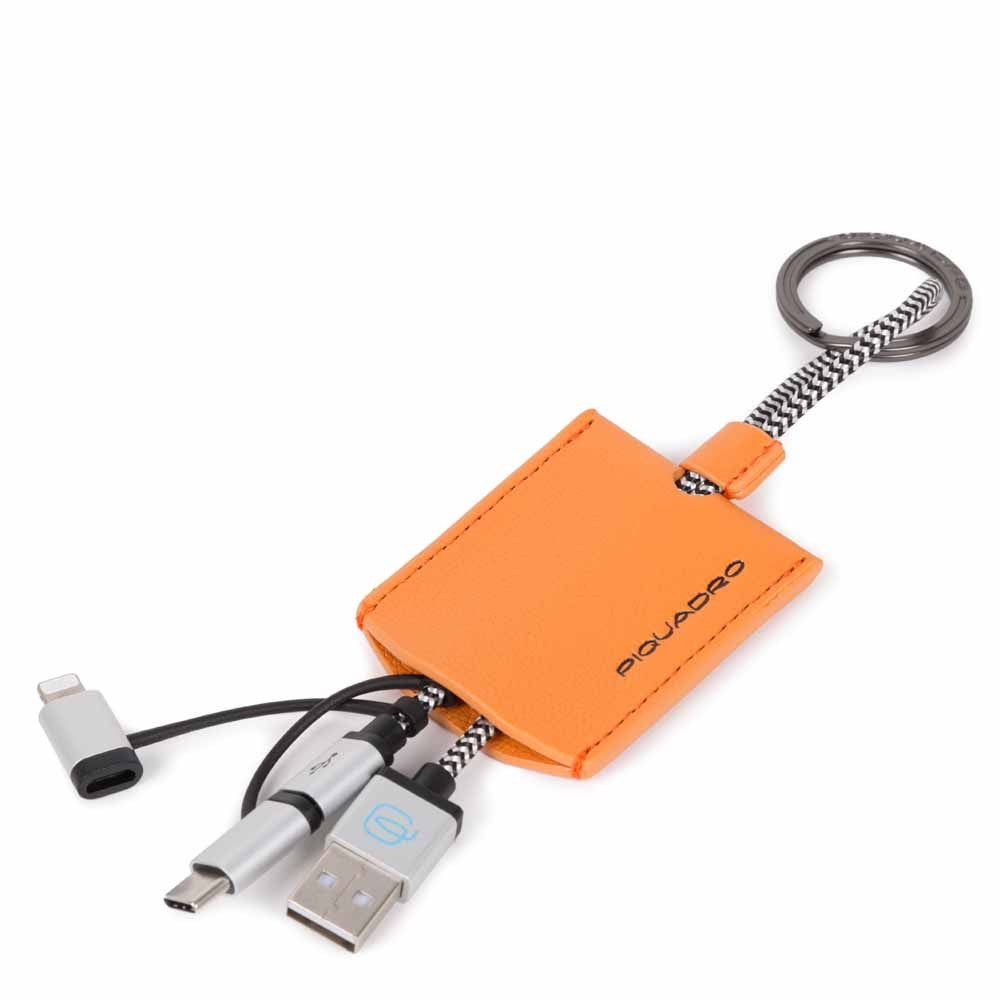 Portachiavi In Pelle Con Cavo Usb Arancio Fluo Piquadro AC4236EM/AR