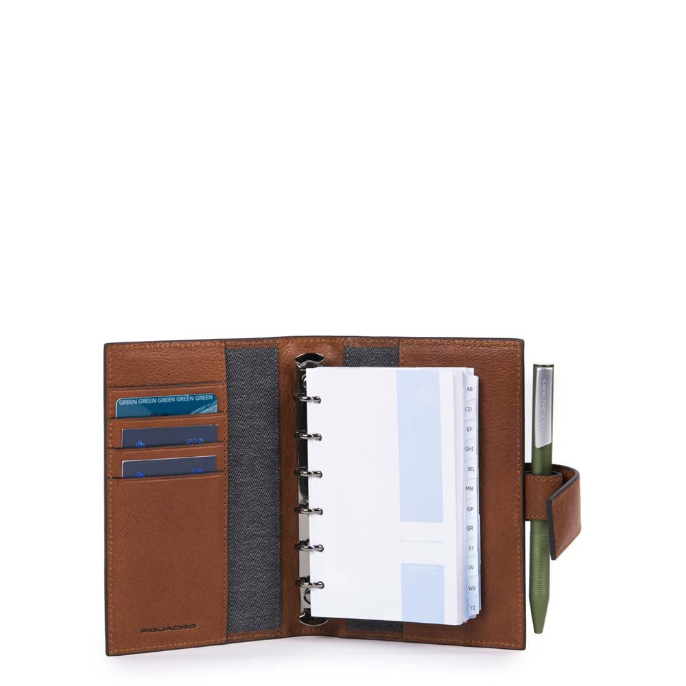 Piquadro Organizer Piccolo Con Patta, Porta Penne Cuoio Tabacco AG1077B3/T/CU