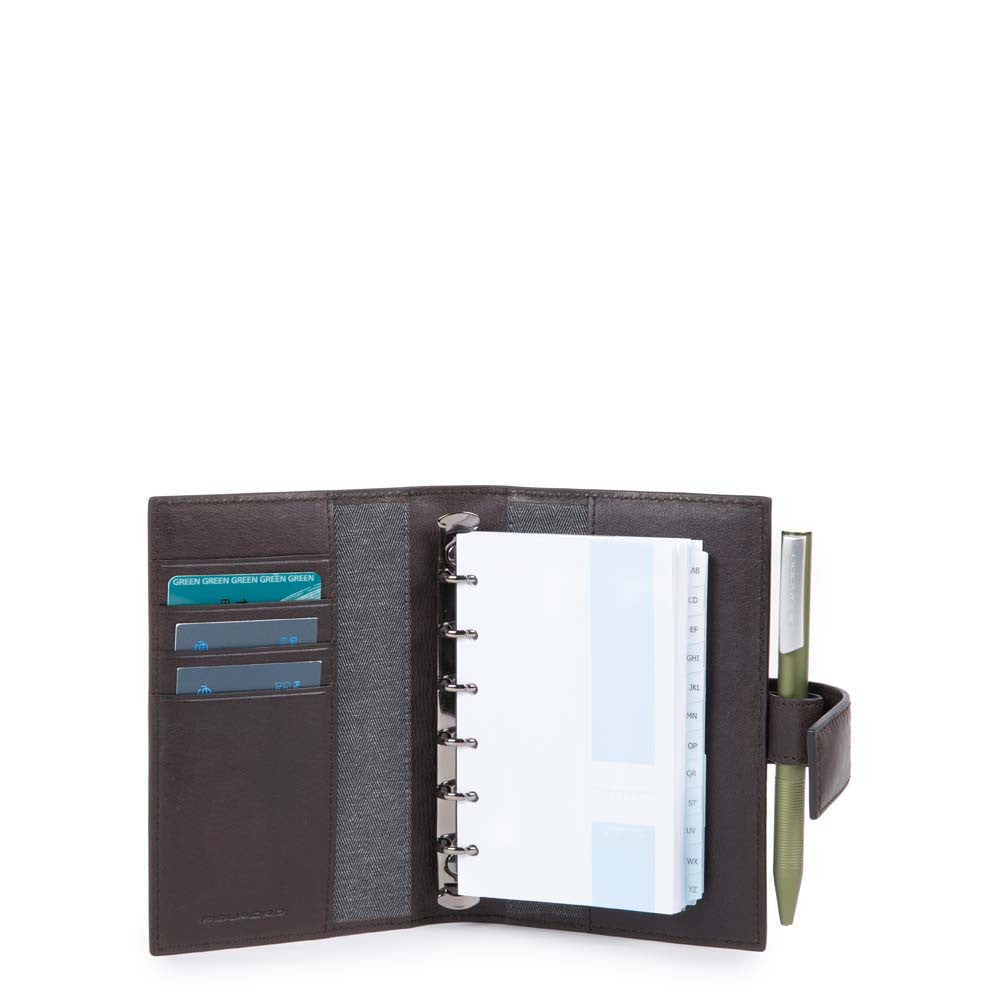 Piquadro Organizer Piccolo Con Patta, Porta Penne Testa Di Moro IN PELLE AG1077B3