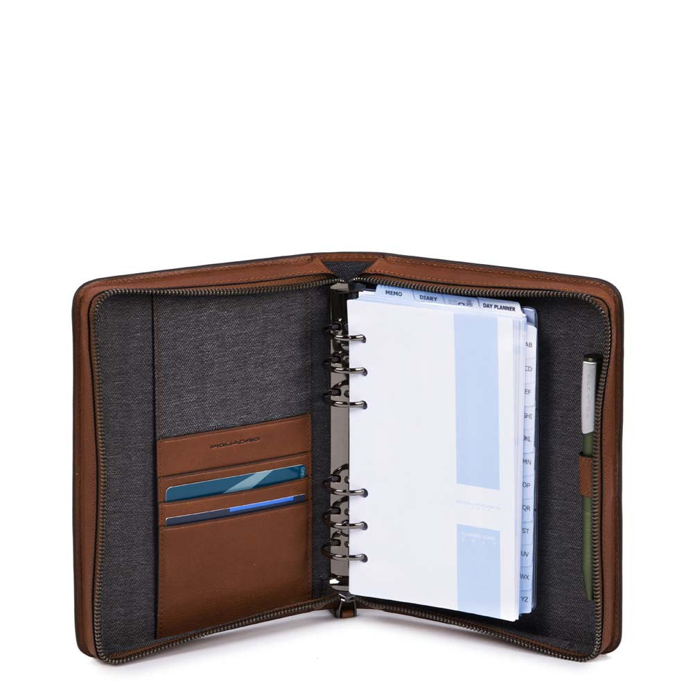 Piquadro Organizer Medio Con Chiusura A Zip Cuoio Tabacco PELLE AG4527B3