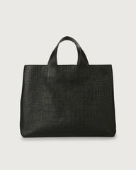 Orciani, borsa a mano grande nora kindu in pelle stampa cocco nero B02075KDU-001