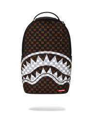 Sprayground Cream and Brown Tear Check Backpack