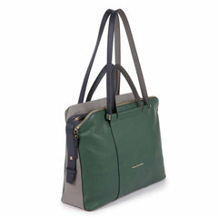 Borsa Tre Comparti In Pelle Verde/grigio/blu Piquadro BD4574W92/VE2