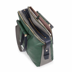 Borsa Tre Comparti In Pelle Verde/grigio/blu Piquadro BD4574W92/VE2