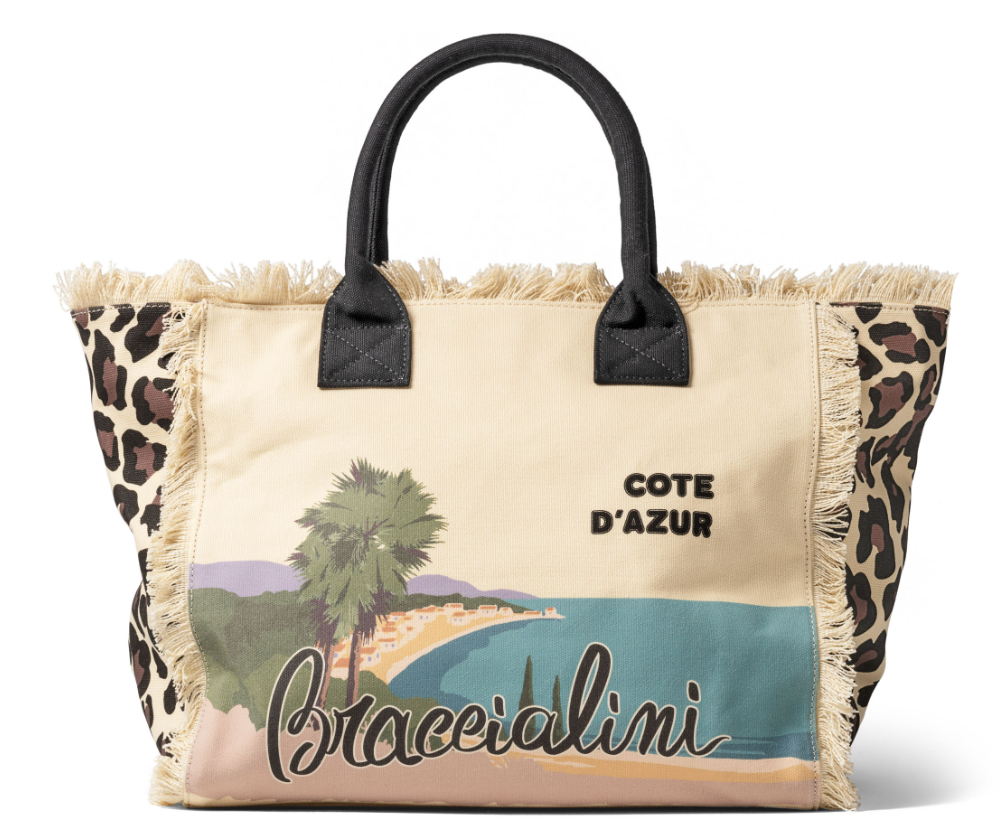 De Santis | Braccialini Collezione Summer B17725-TC3230 – Borsa estiva in canvas con stampa Cote D’Azur