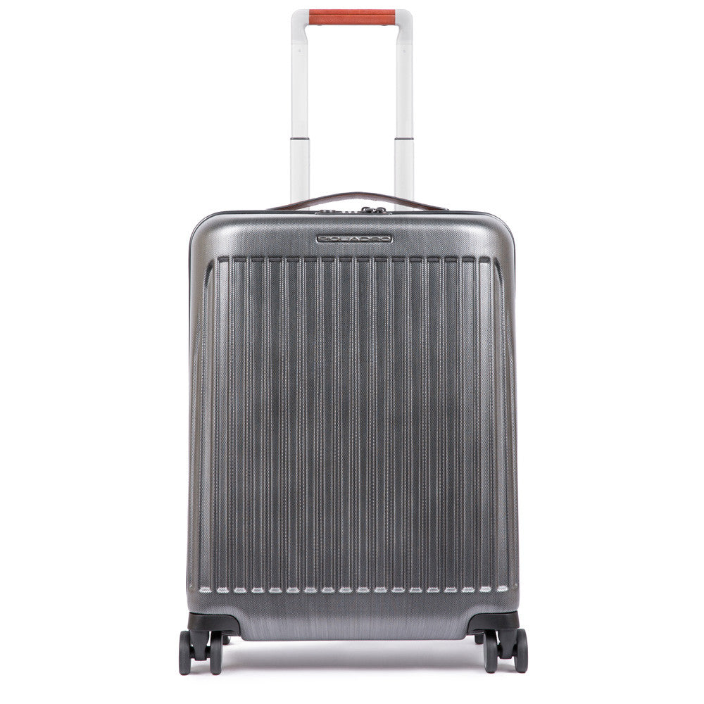 Piquadro Trolley Cabina Rigido Ultra Slim A Quattro Ruote Nero/cuoio BV4425PC2PZ