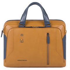 Piquadro Cartella Porta Computer E Porta Ipad® A Due Manici Tabacco/blu CA3335S104/CUBL