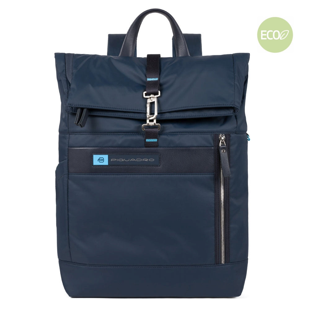 Zaino Roll Top In Nylon Rigenerato Porta Pc Blu Oltremare Piquadro CA4451BIO/BLU