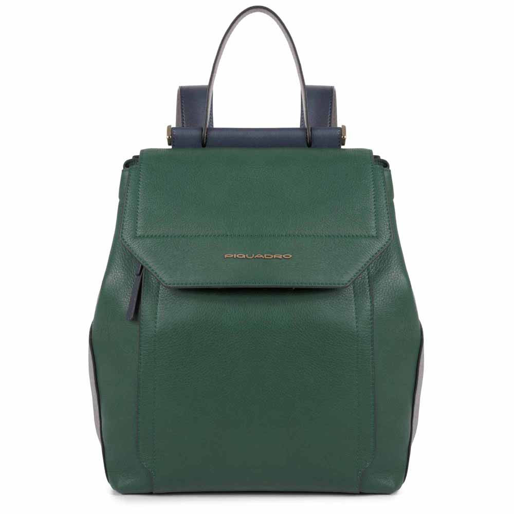 Zaino Con Patta In Pelle Verde/grigio/blu Piquadro CA4579W92/VE2