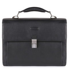 Piquadro Cartella Rigida A Tre Soffietti Porta Computer Nero CA4745MO/N PIQUADRO BORSA UOMO VENTIQUATTRORE PORTA PC IN PELLE CON TRACOLLA AMOVIBILE