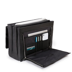 Piquadro Cartella Rigida A Tre Soffietti Porta Computer Nero CA4745MO/N PIQUADRO BORSA UOMO VENTIQUATTRORE PORTA PC IN PELLE CON TRACOLLA AMOVIBILE