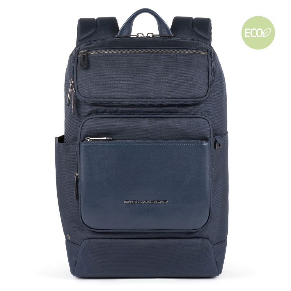 Zaino Porta Computer In Pelle E Tessuto Piquadro Blu Notte CA5316S115/BLU