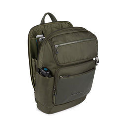 Zaino Porta Computer In Pelle E Tessuto Piquadro Verde Oliva CA5316S115/VE