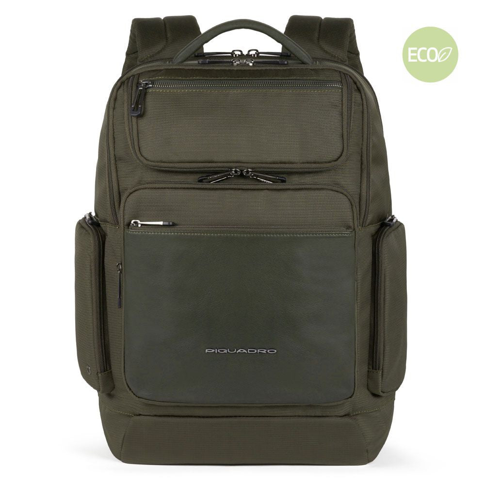 Zaino Fast-Check In Pelle E Tessuto Piquadro Verde Oliva CA5317S115/VE