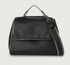 Orciani B01999FLS-NER Borsa a mano piccola Sveva Flash in pelle martellata con tracolla