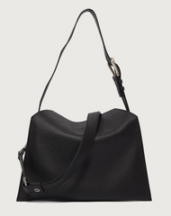 ORCIANI BORSA TRINITY SOFT SMALL A SPALLA IN PELLE MARTELLATA NERA