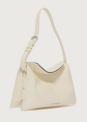 ORCIANI BORSA TRINITY SOFT SMALL A SPALLA IN PELLE MARTELLATA BIANCA