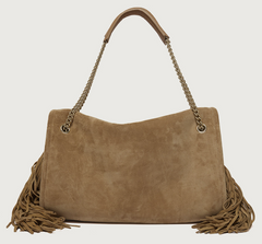 ORCIANI BORSA VENUS PEACH FRINGE MIDI A SPALLA IN SUEDE B02212PFG