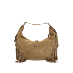 Orciani Hobo Peach Fringe Borsa in Suede Biscotto