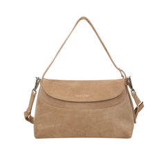 Orciani Nana M Borsa a Spalla in Pelle Scamosciata Beige