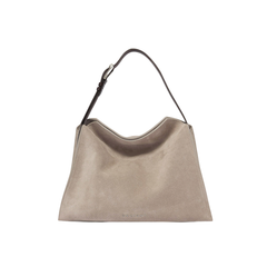Orciani Trinity Peach Midi Borsa a Spalla in Suede Sabbia