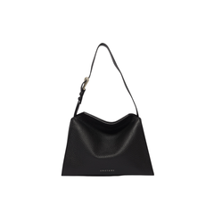 Orciani Trinity Soft Small Borsa a Spalla in Pelle Martellata Nero