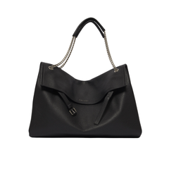 Orciani Venus Soft Large Borsa a Spalla in Pelle Martellata Nero