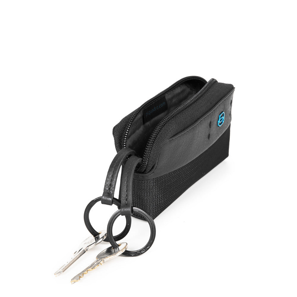 Piquadro Astuccio Portachiavi Con Due Anelle Chevron/nero PC4216P16