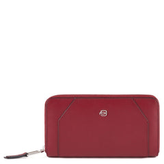 Piquadro Portafoglio Donna A 4 Soffietti Con Zip, Portamone Bordeaux PD1515MUR/BO
