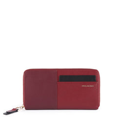 Piquadro Portafoglio Donna A 4 Soffietti Con Zip, Porta Bordeaux PD1515W100R/BO