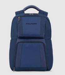 PIQUADRO CA6219W120/BLU ZAINO PC 14" IN PELLE E TESSUTO