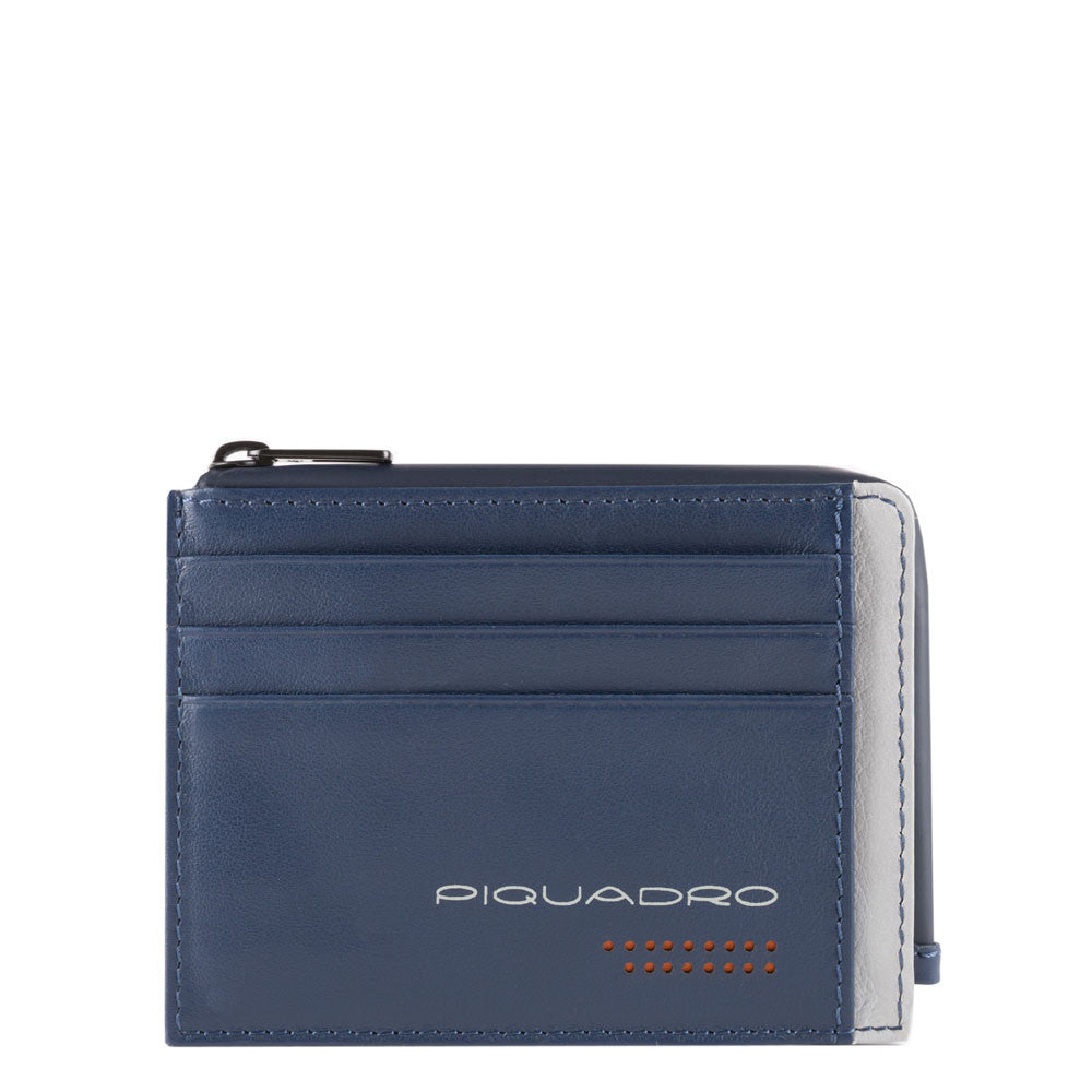 Piquadro, porta carte di credito in pelle blu/grigio PP4822UB00R/BLGR