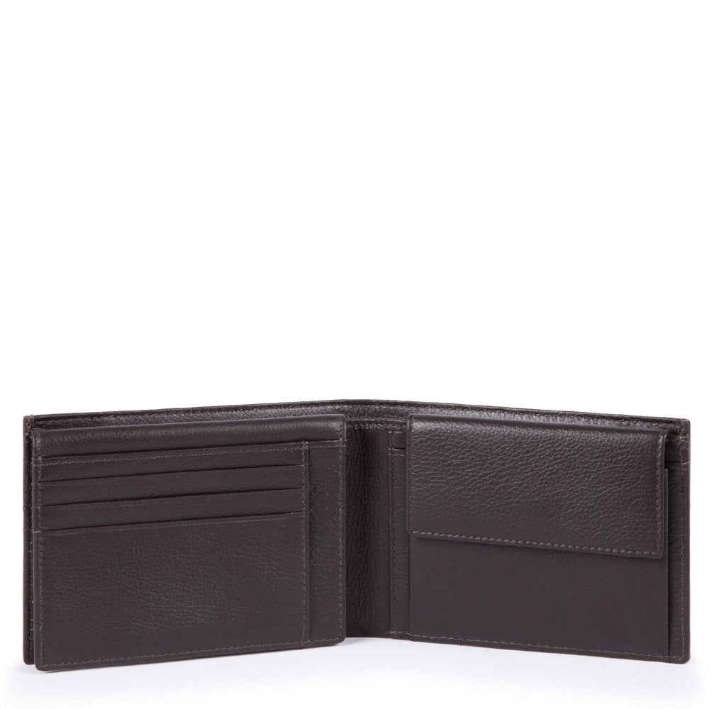 Piquadro Portafoglio Uomo Con Porta Documenti, Portamonete Chevron/testa Di Moro PU1392P16