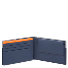 Piquadro, portafoglio uomo in pelle con volantino blu/grigio PU1392UB00R/BLGR