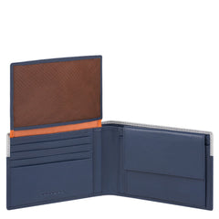 Piquadro, portafoglio uomo in pelle con volantino blu/grigio PU1392UB00R/BLGR