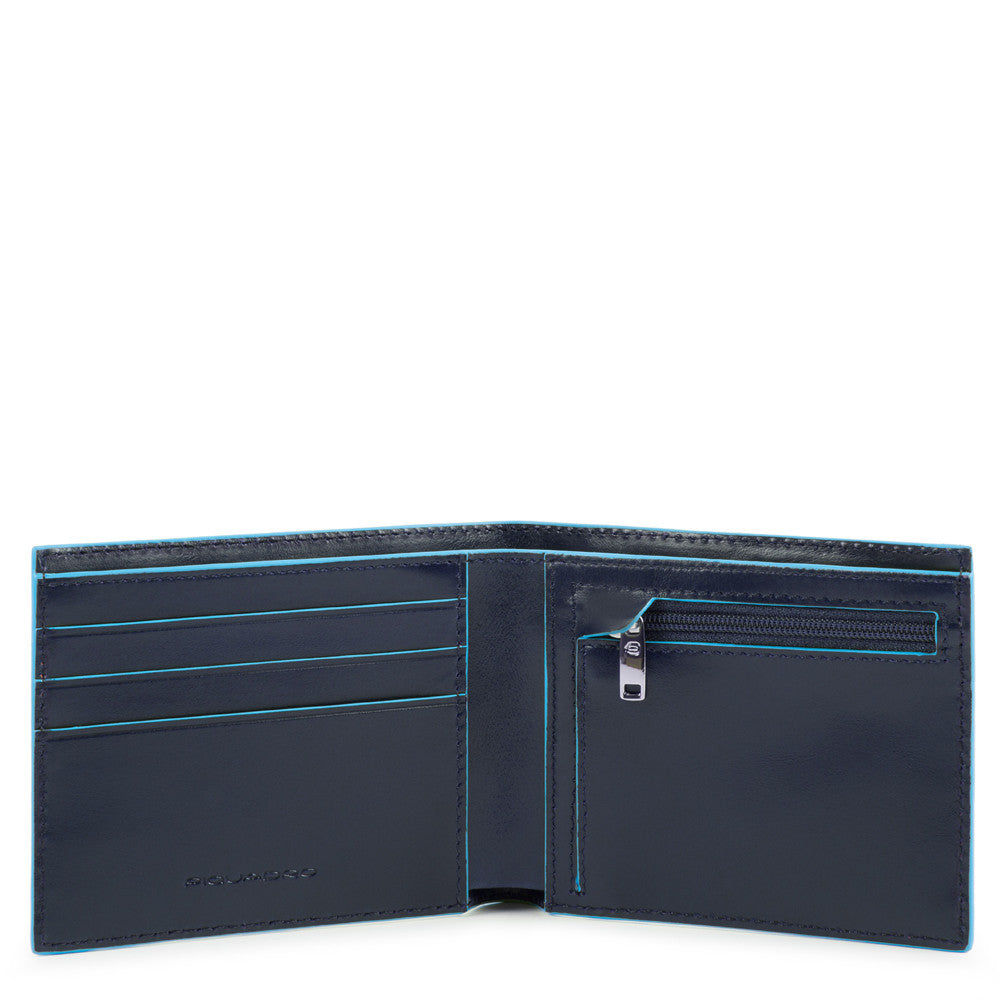 Portafogli Portafoglio Uomo Sottile Con Portamonete Piquadro Blu