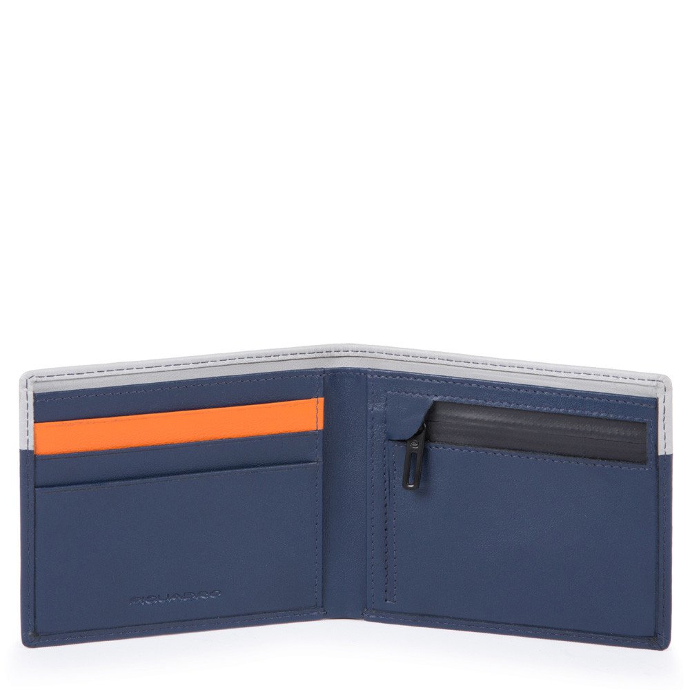 Piquadro Portafoglio Uomo Sottile Con Portamonete Blu/grigio