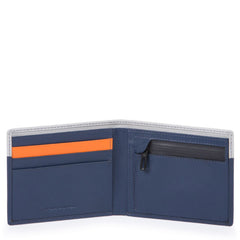 Piquadro Portafoglio Uomo Sottile Con Portamonete Blu/grigio