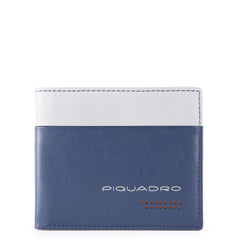 Piquadro Portafoglio Uomo Sottile Con Portamonete Blu/grigio