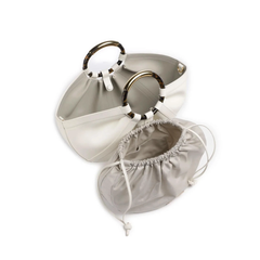Coccinelle Shell Large Borsa in Pelle Pearl