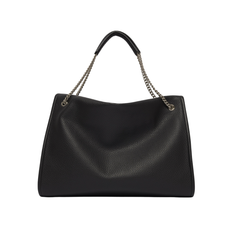 Orciani Venus Soft Large Borsa a Spalla in Pelle Martellata Nero
